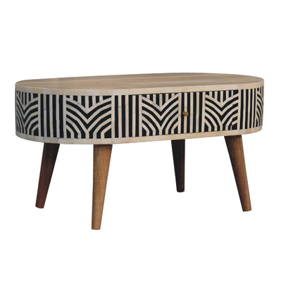 Marfa Oak Bone Inlay Storage Coffee Table