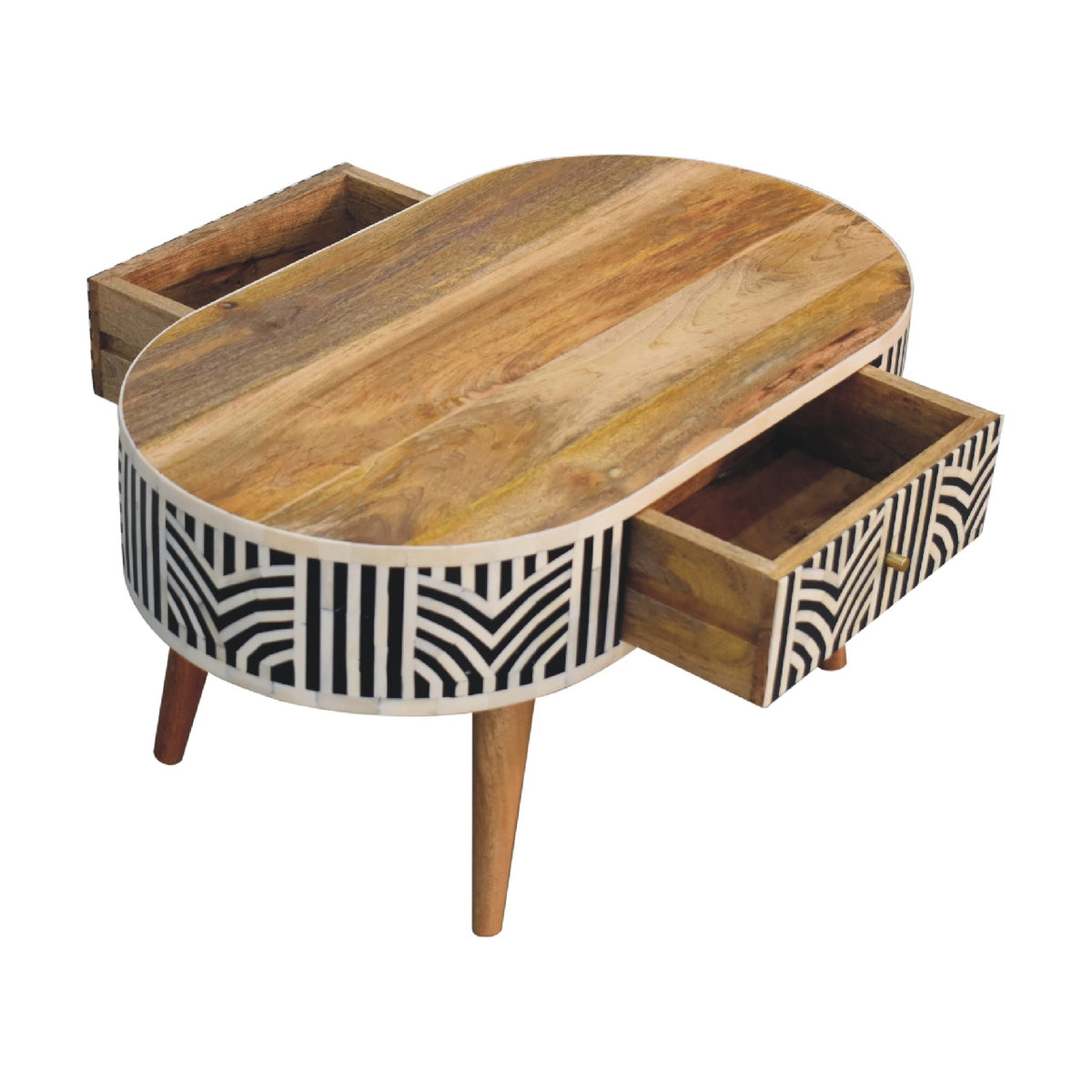 Marfa Oak Bone Inlay Storage Coffee Table