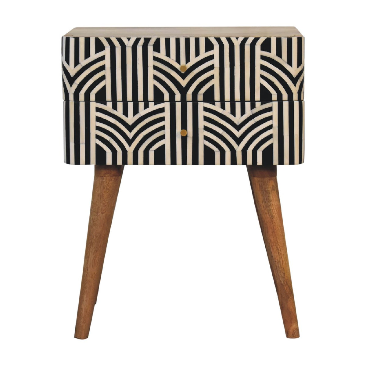 Marfa Oak Bone Inlay 2 Drawer Nightstand