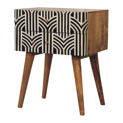 Marfa Oak Bone Inlay 2 Drawer Nightstand