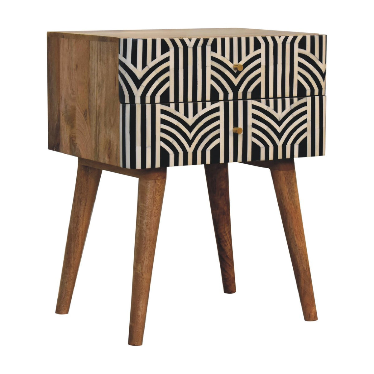 Marfa Oak Bone Inlay 2 Drawer Nightstand