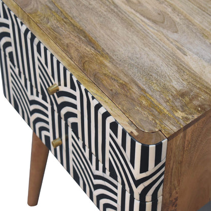 Marfa Oak Bone Inlay 2 Drawer Nightstand