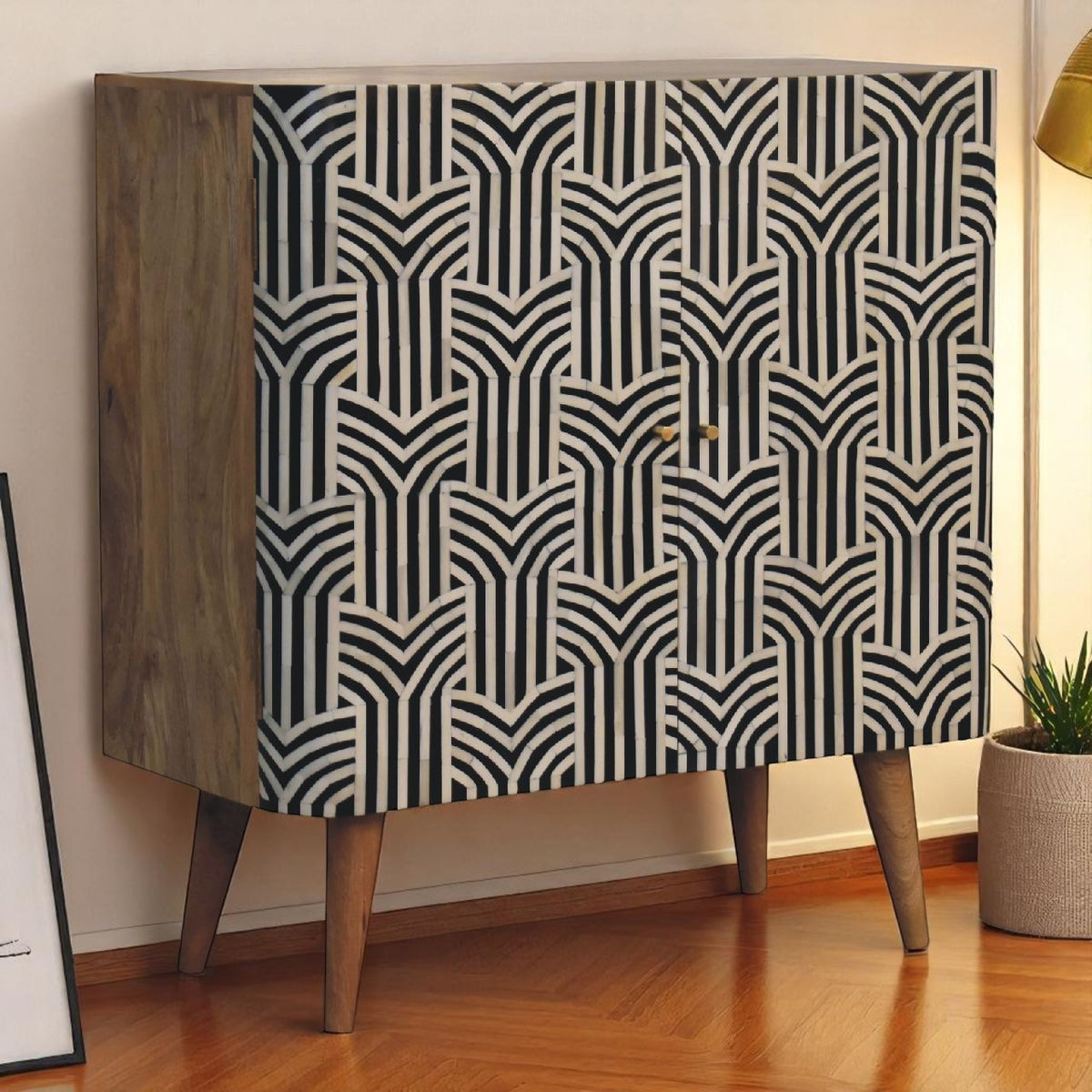Marfa Oak Bone Inlay 2 Door Storage Cabinet