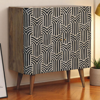 Marfa Oak Bone Inlay 2 Door Storage Cabinet