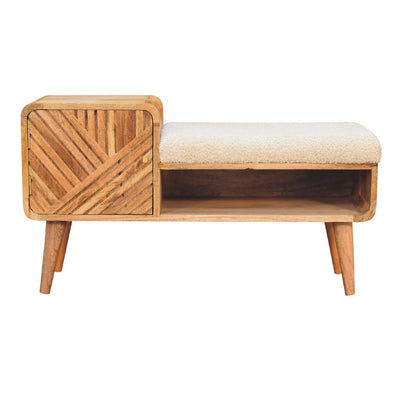 Bouclé Montauk Solid Wood Telephone Bench