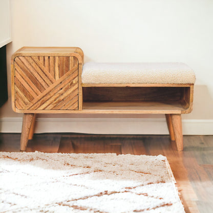 Bouclé Montauk Solid Wood Telephone Bench