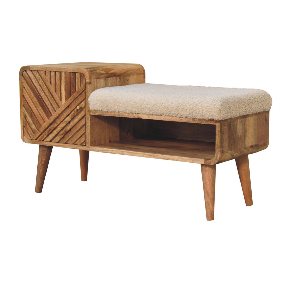 Bouclé Montauk Solid Wood Telephone Bench