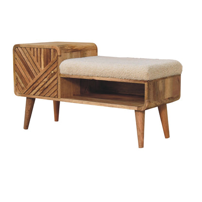 Bouclé Montauk Solid Wood Telephone Bench
