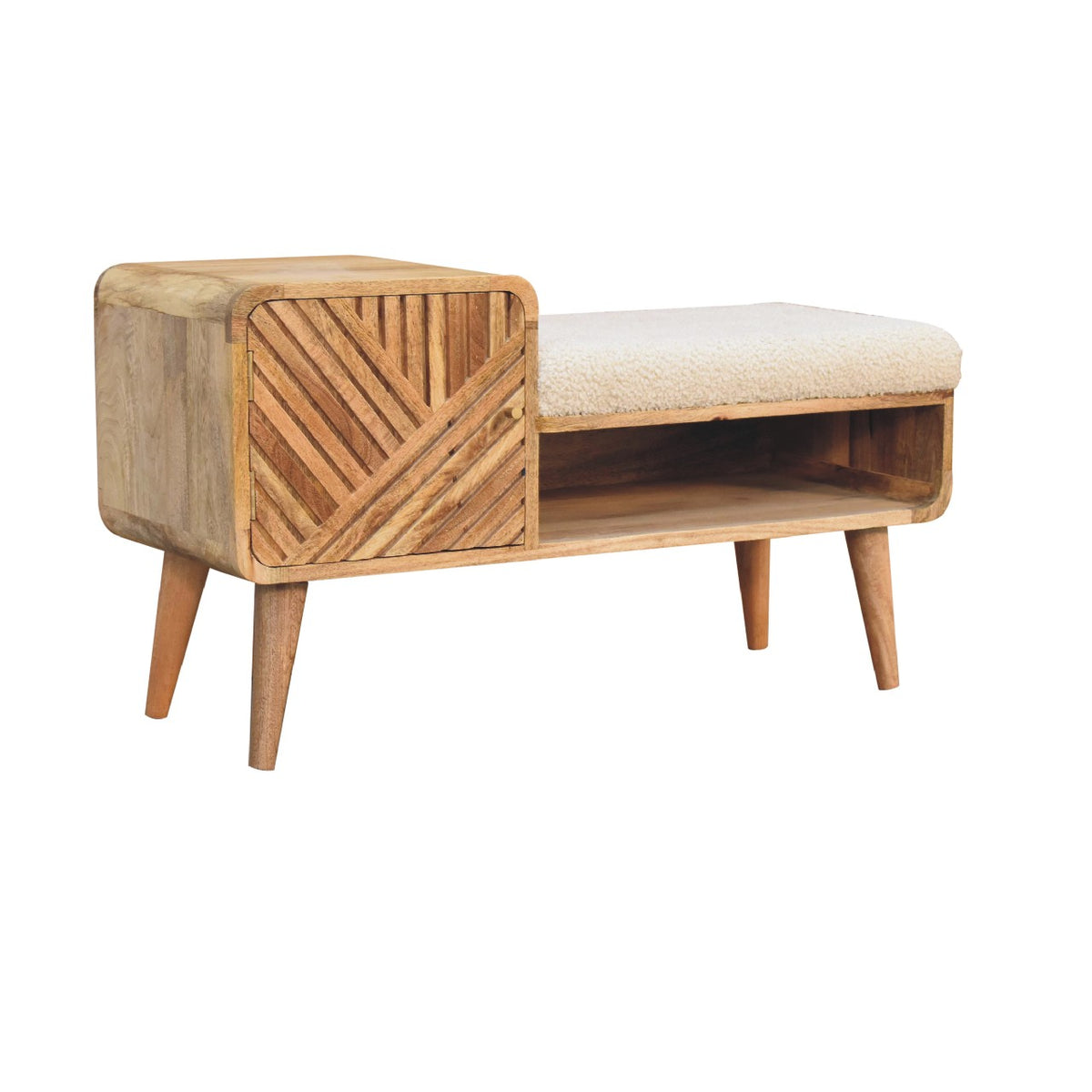 Bouclé Montauk Solid Wood Telephone Bench
