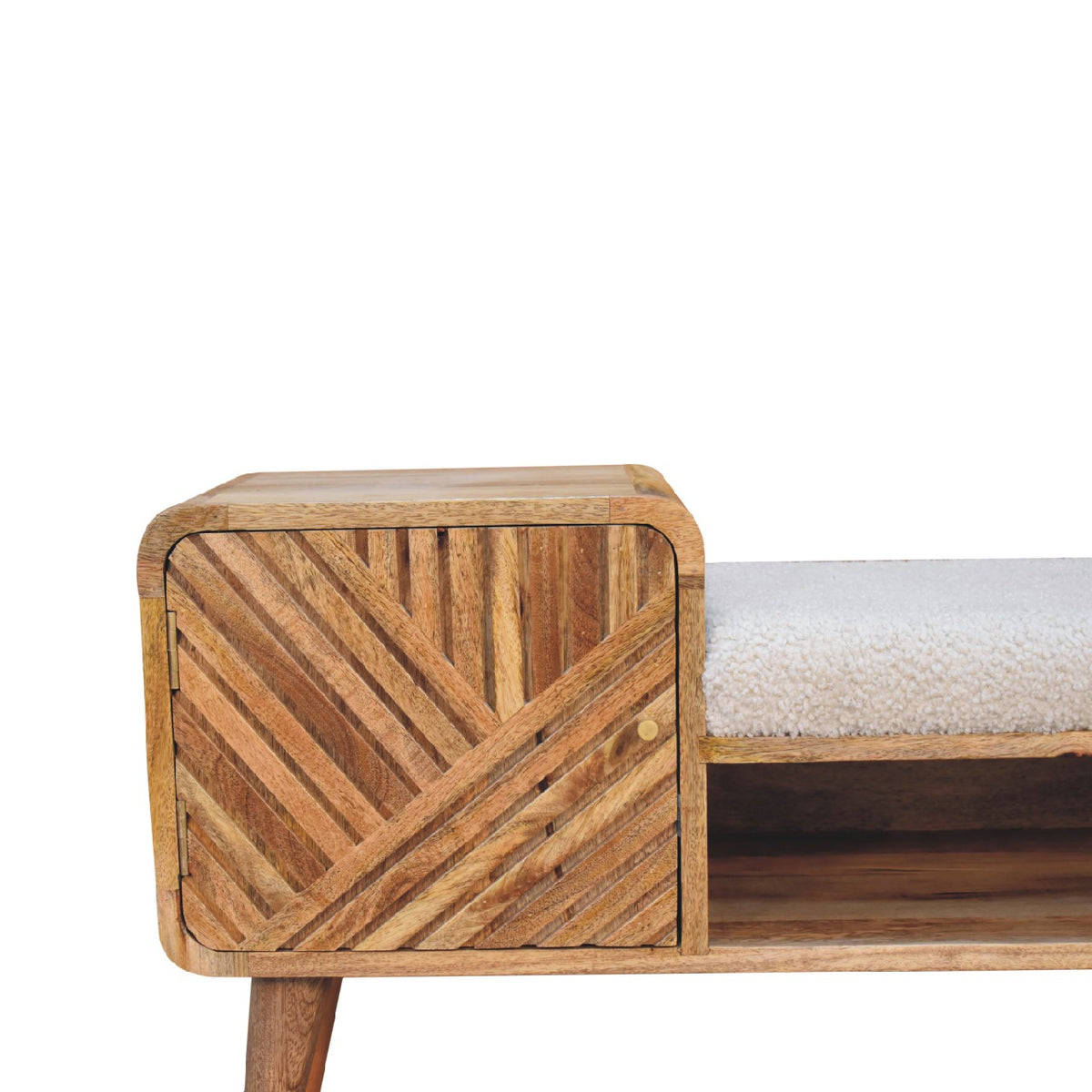 Bouclé Montauk Solid Wood Telephone Bench