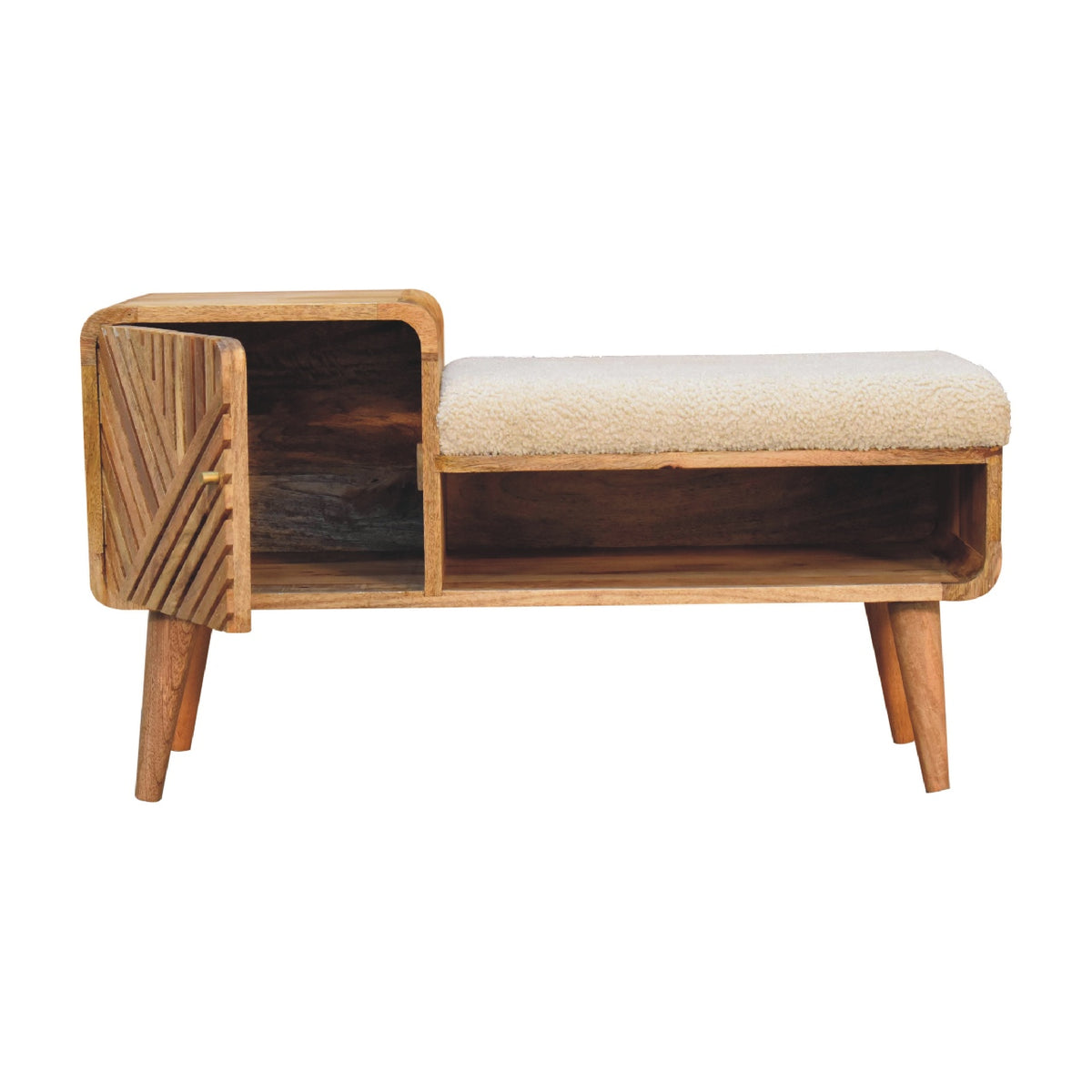 Bouclé Montauk Solid Wood Telephone Bench