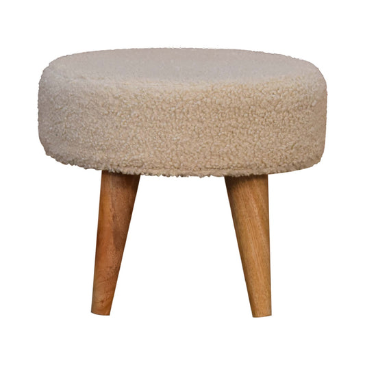 Bouclé Montauk Petite Solid Wood Footstool