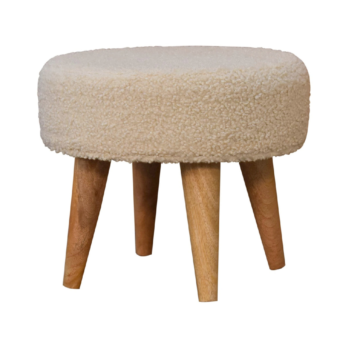 Bouclé Montauk Petite Solid Wood Footstool