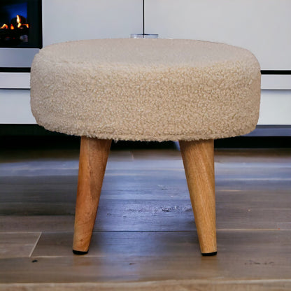 Bouclé Montauk Petite Solid Wood Footstool