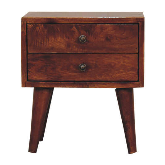 Small Chestnut Modern 2 Drawer Nightstand