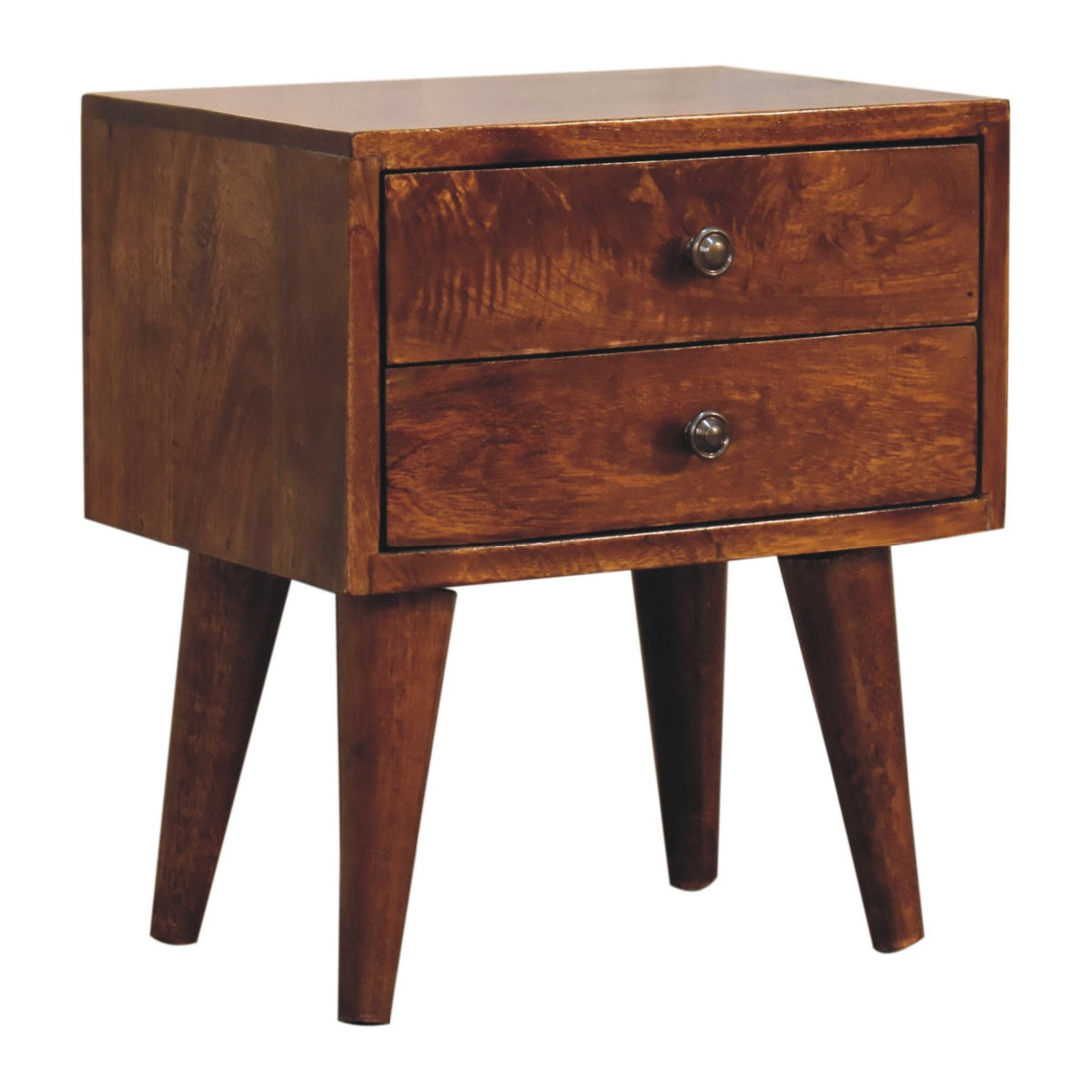 Small Chestnut Modern 2 Drawer Nightstand