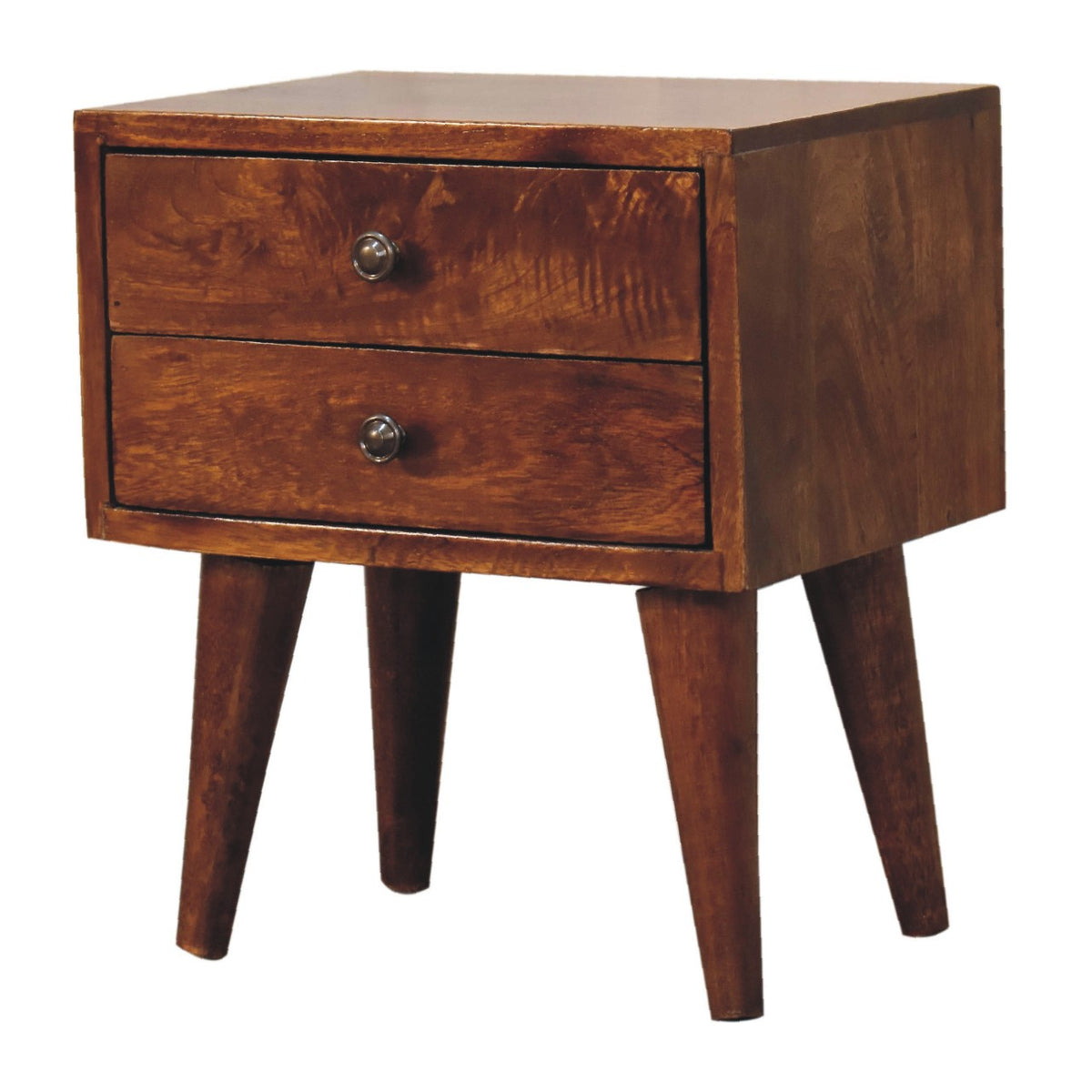 Small Chestnut Modern 2 Drawer Nightstand