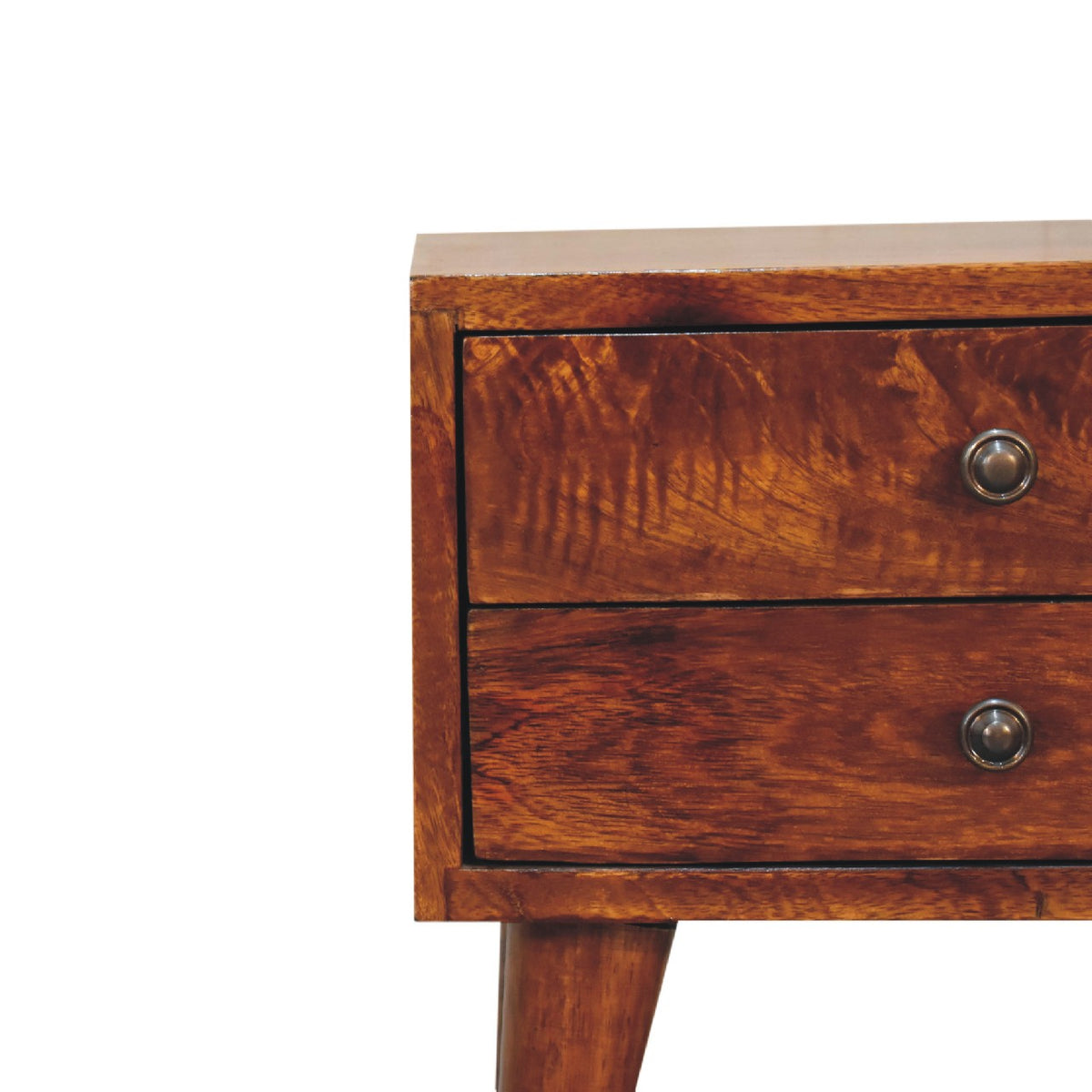 Small Chestnut Modern 2 Drawer Nightstand