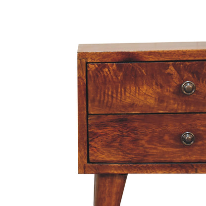 Small Chestnut Modern 2 Drawer Nightstand
