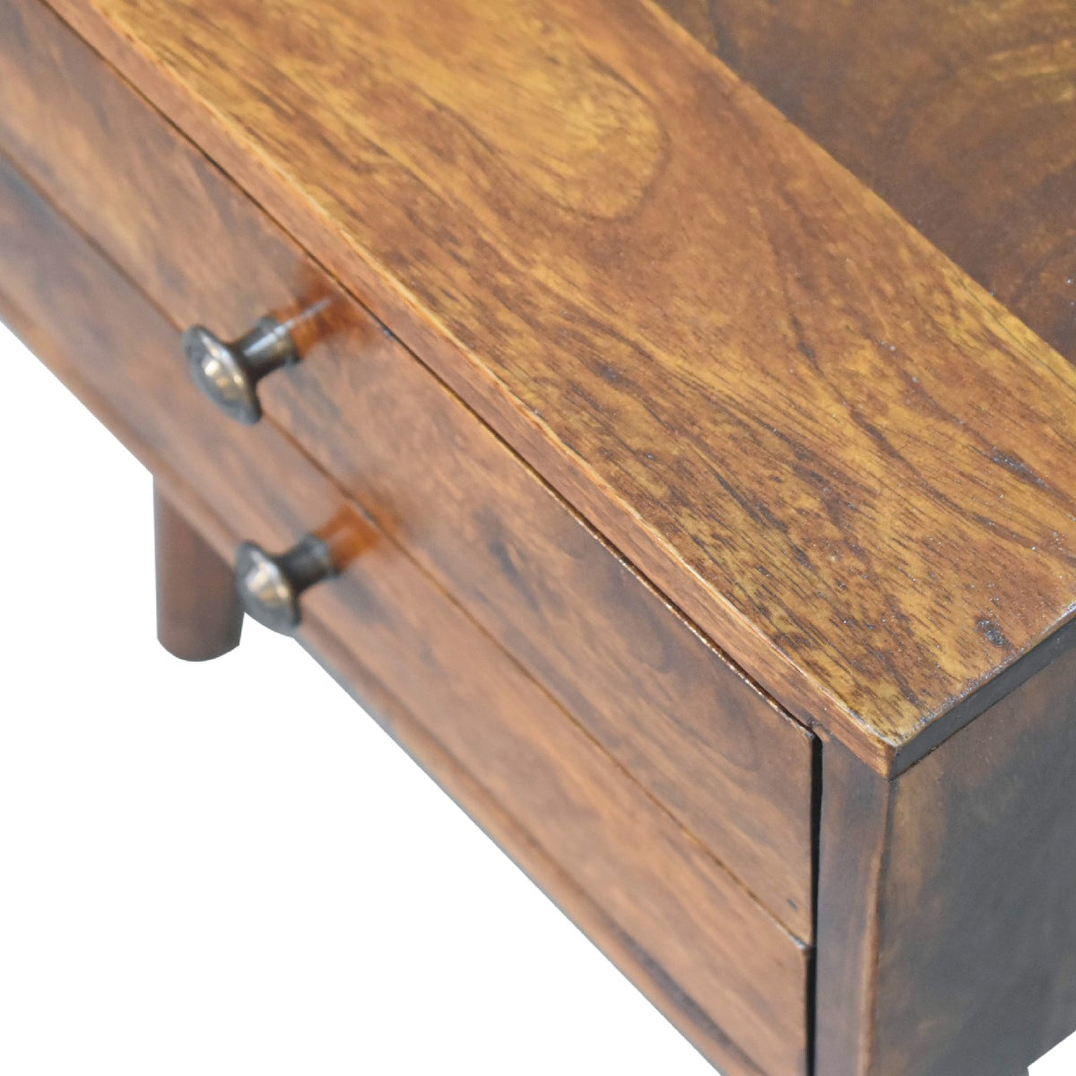 Small Chestnut Modern 2 Drawer Nightstand