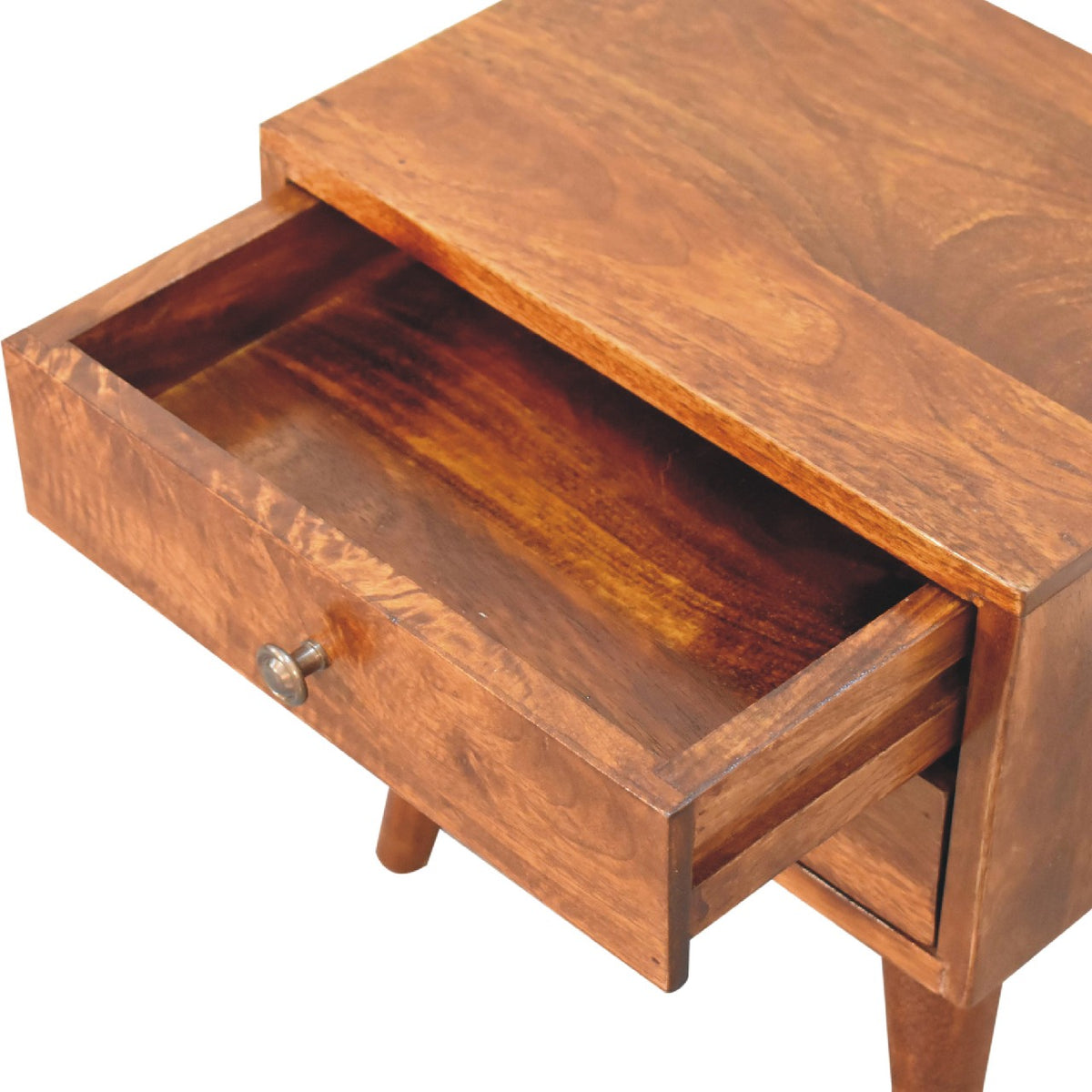 Small Chestnut Modern 2 Drawer Nightstand
