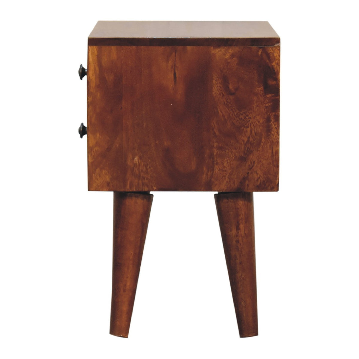 Small Chestnut Modern 2 Drawer Nightstand