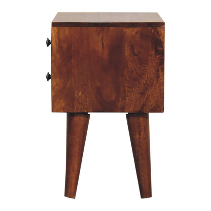 Small Chestnut Modern 2 Drawer Nightstand