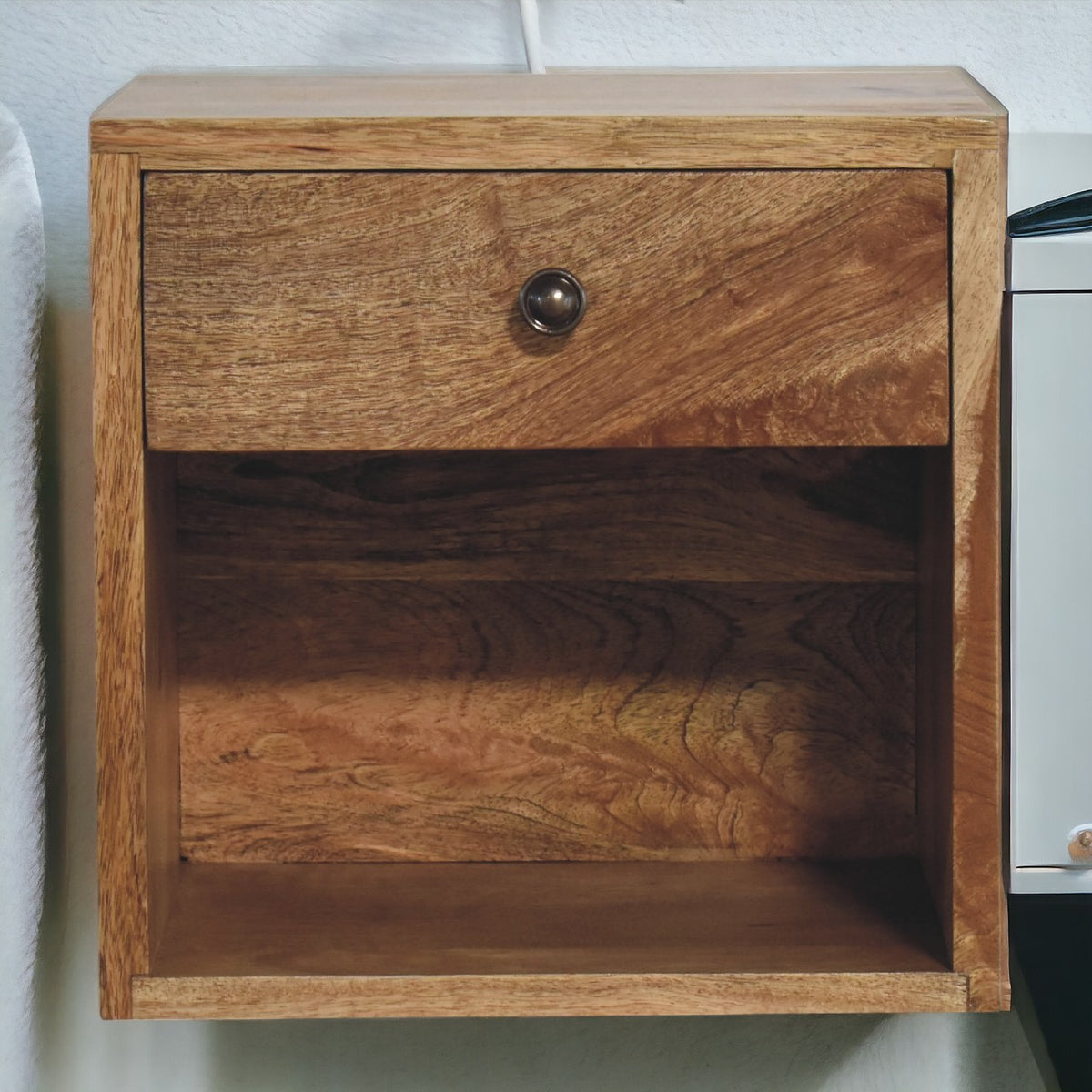 Small 1 Drawer Oakish Floating Nightstand