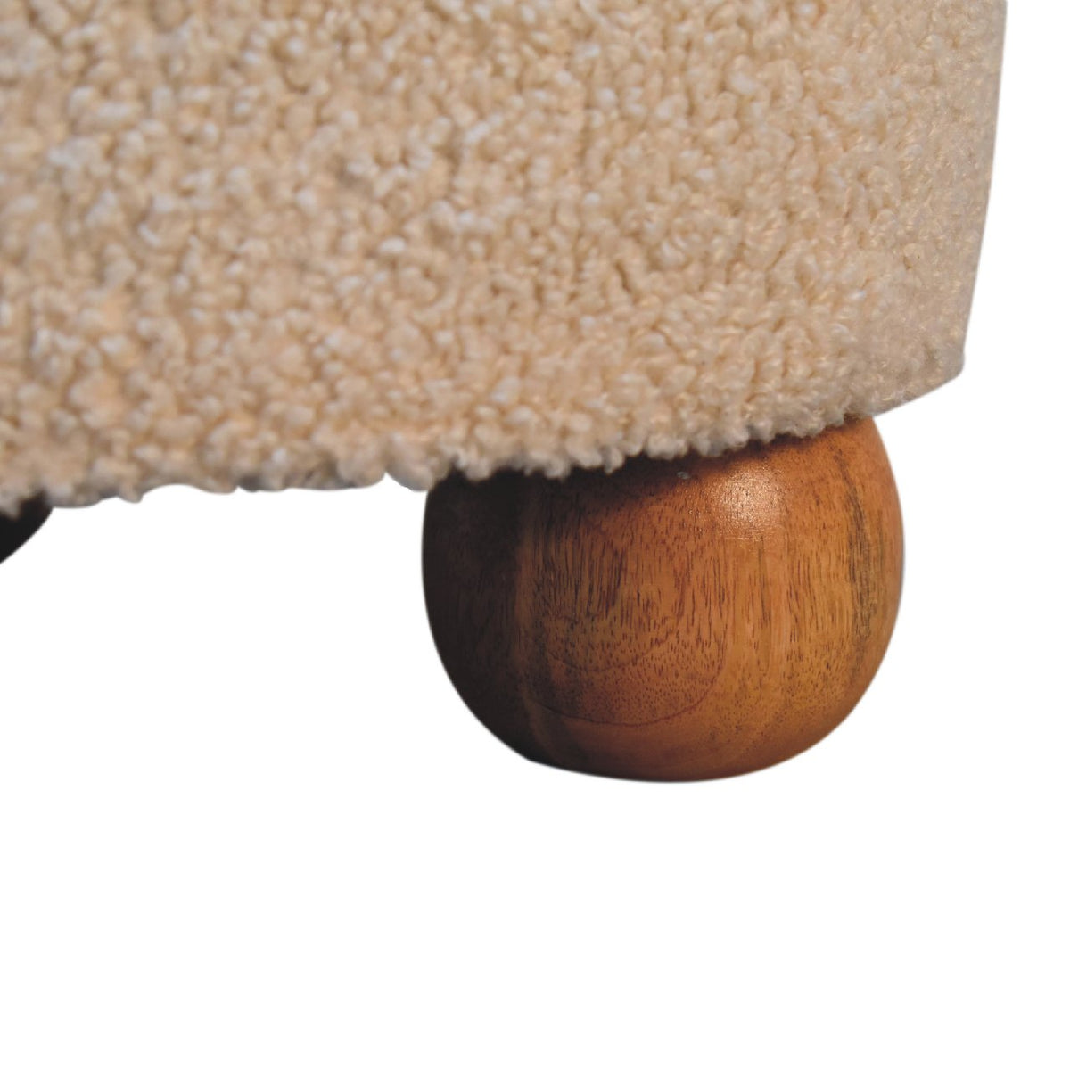 Bouclé Montauk Buffalo Leather Round Footstool