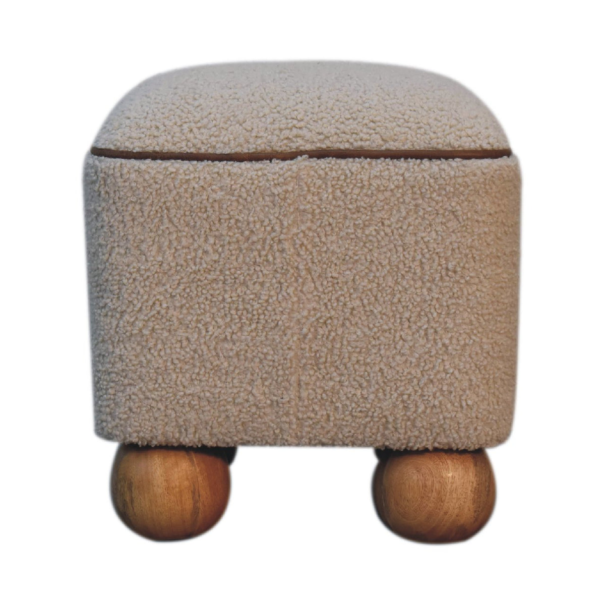 Bouclé Montauk Square Ottoman With Ball Feet
