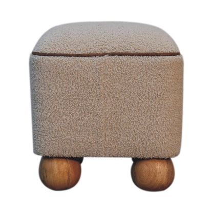 Bouclé Montauk Square Ottoman With Ball Feet