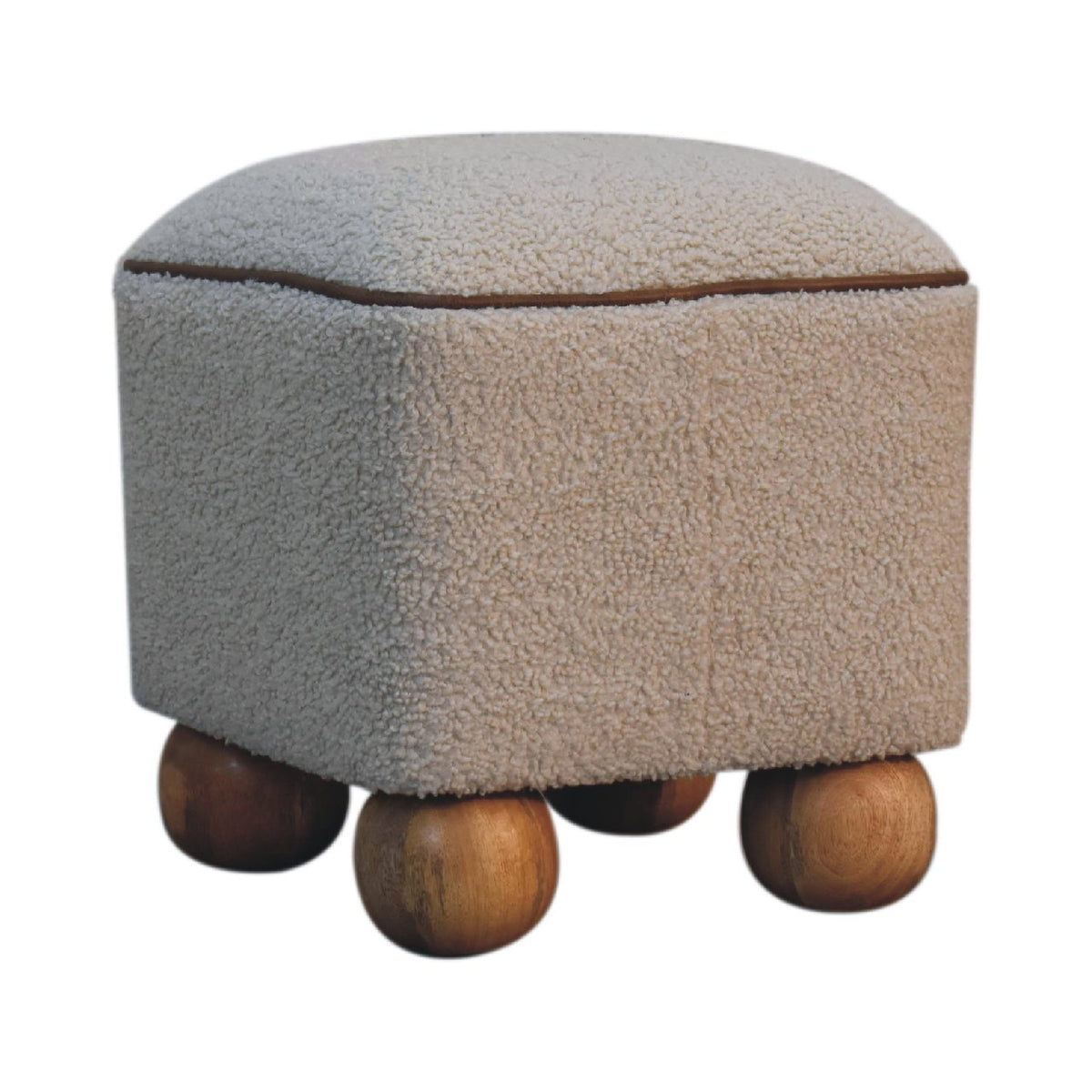 Bouclé Montauk Square Ottoman With Ball Feet