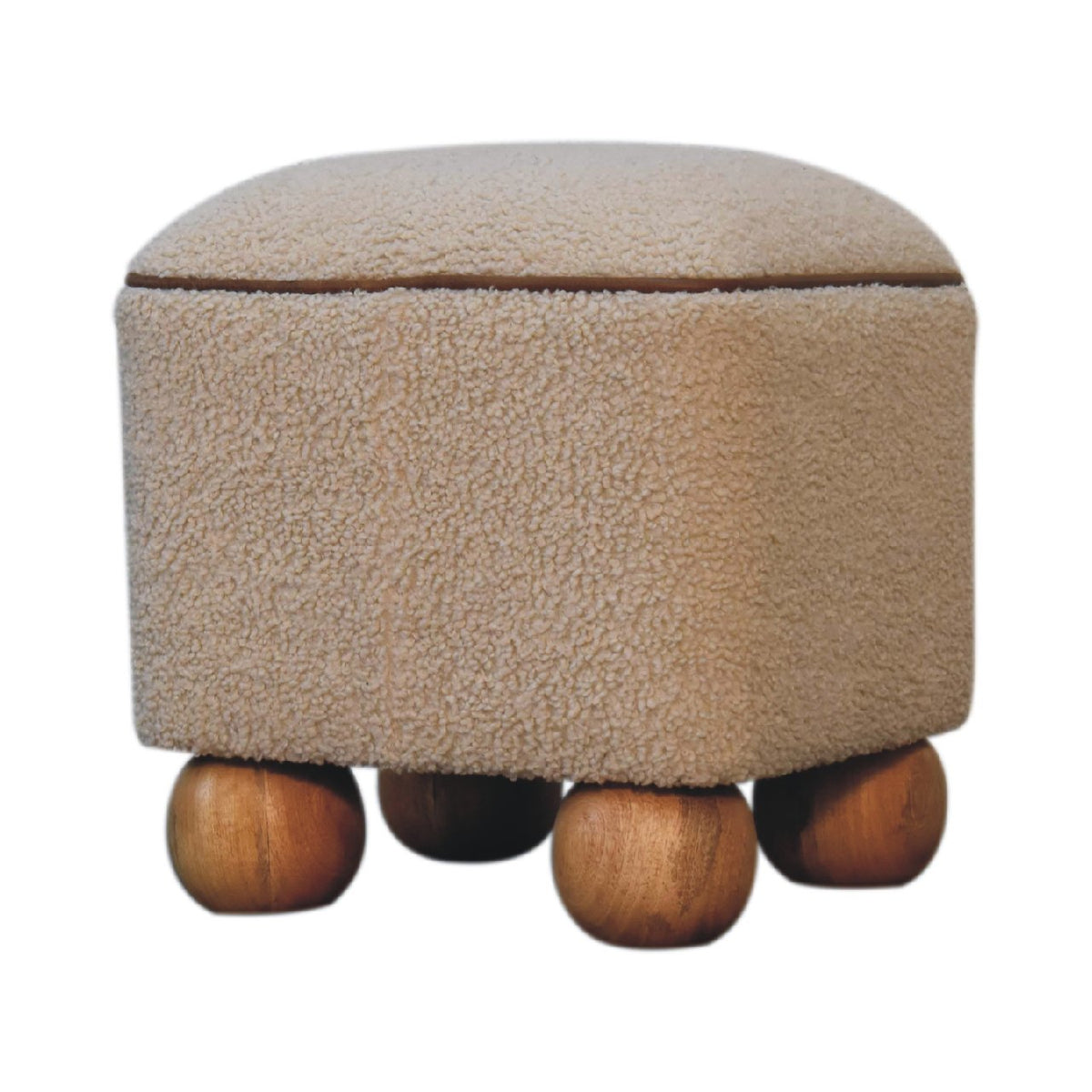 Bouclé Montauk Square Ottoman With Ball Feet