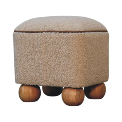 Bouclé Montauk Square Ottoman With Ball Feet