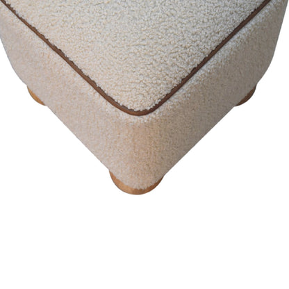 Bouclé Montauk Square Ottoman With Ball Feet