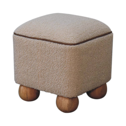 Bouclé Montauk Square Ottoman With Ball Feet