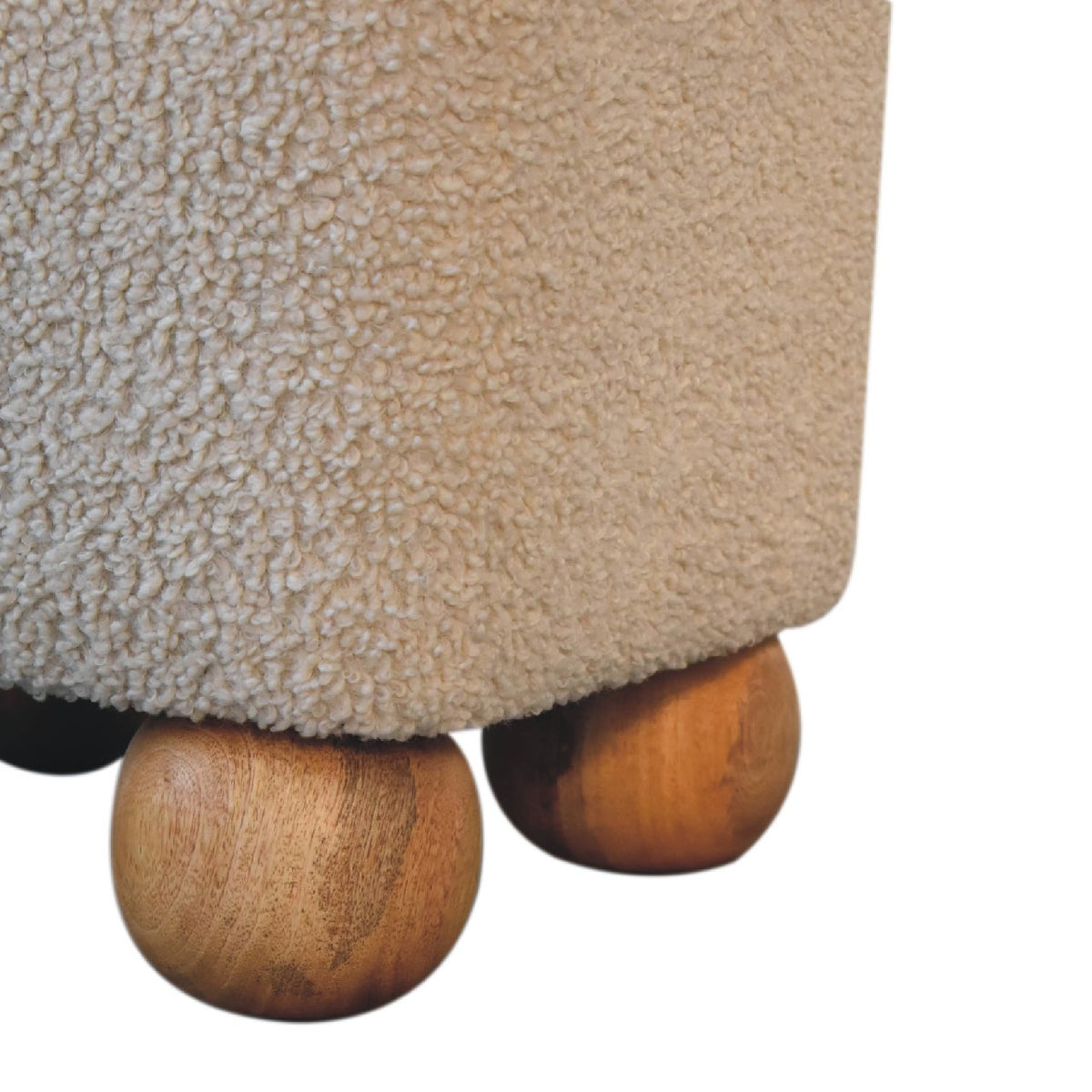 Bouclé Montauk Square Ottoman With Ball Feet