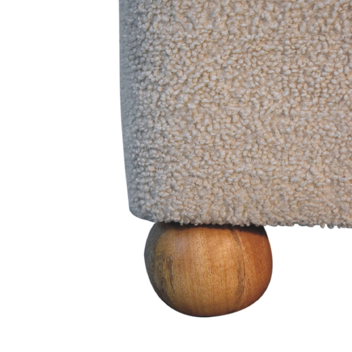 Bouclé Montauk Square Ottoman With Ball Feet