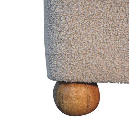 Bouclé Montauk Square Ottoman With Ball Feet