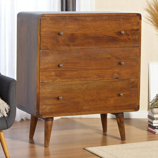 Big Sur Curved Chestnut 3 Drawer Chest