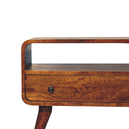 Small Chestnut Curved 1 Drawer TV Stand Unit