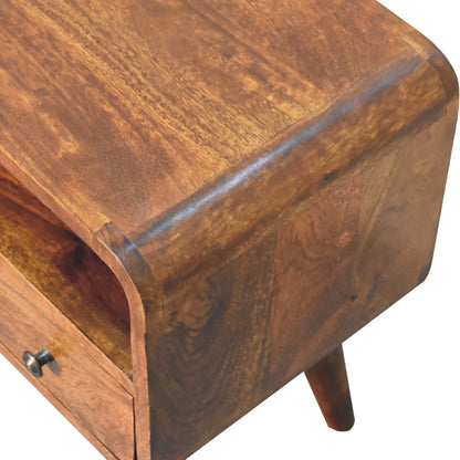 Small Chestnut Curved 1 Drawer TV Stand Unit