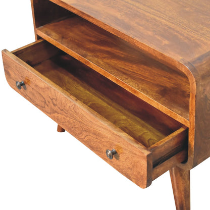 Small Chestnut Curved 1 Drawer TV Stand Unit