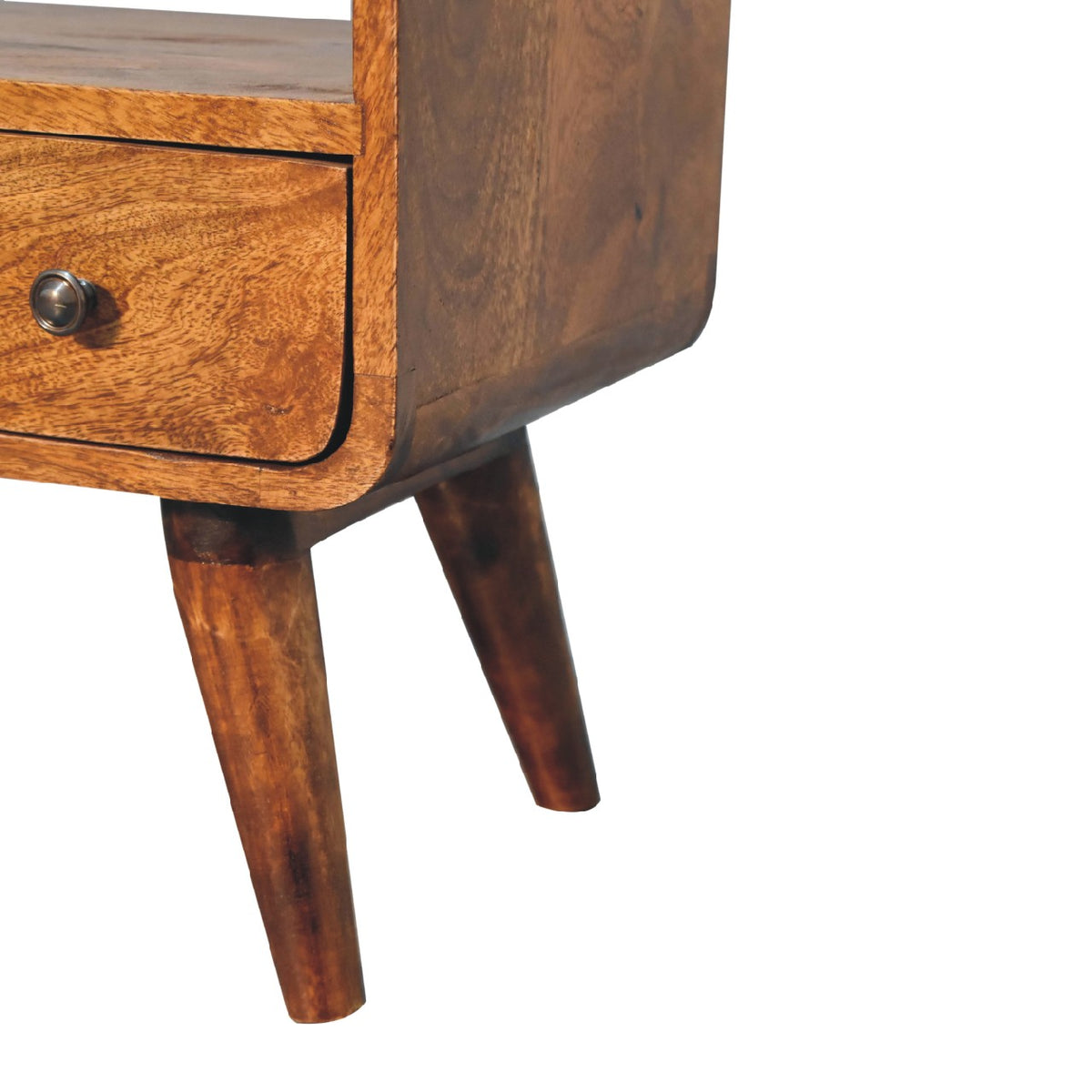 Small Chestnut Curved 1 Drawer TV Stand Unit