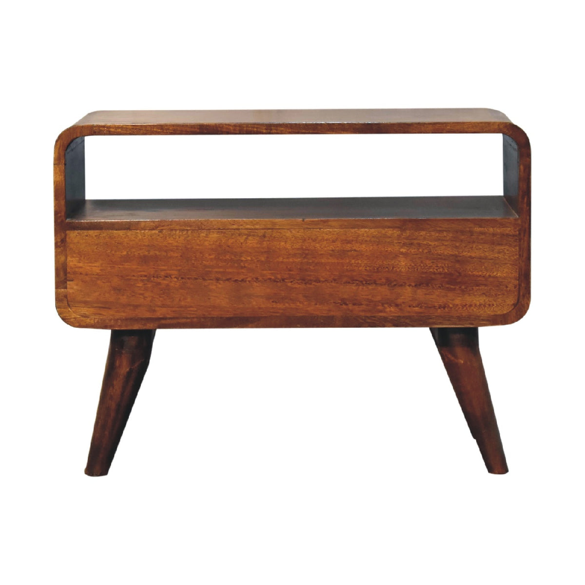 Small Chestnut Curved 1 Drawer TV Stand Unit
