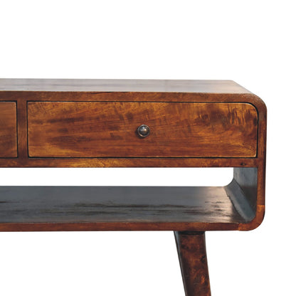 Nashville Chestnut Curved Console Table