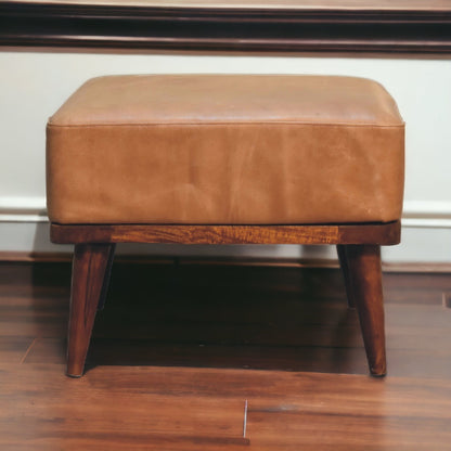 Sutton Buffalo Leather Tan Footstool
