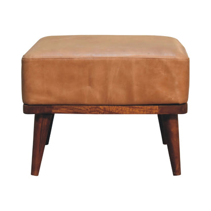 Sutton Buffalo Leather Tan Footstool