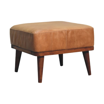 Sutton Buffalo Leather Tan Footstool