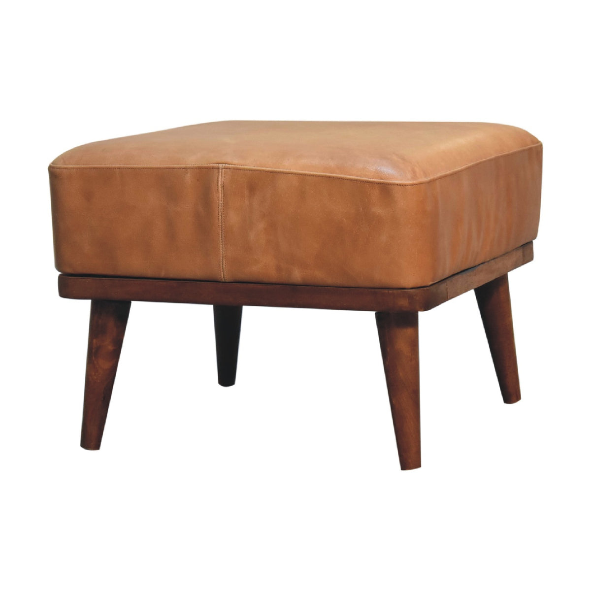Sutton Buffalo Leather Tan Footstool